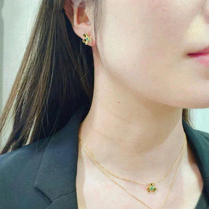 [⭐Clover Jewelry]FRIVOLE  FLOWER MALACHITE EARRINGS
