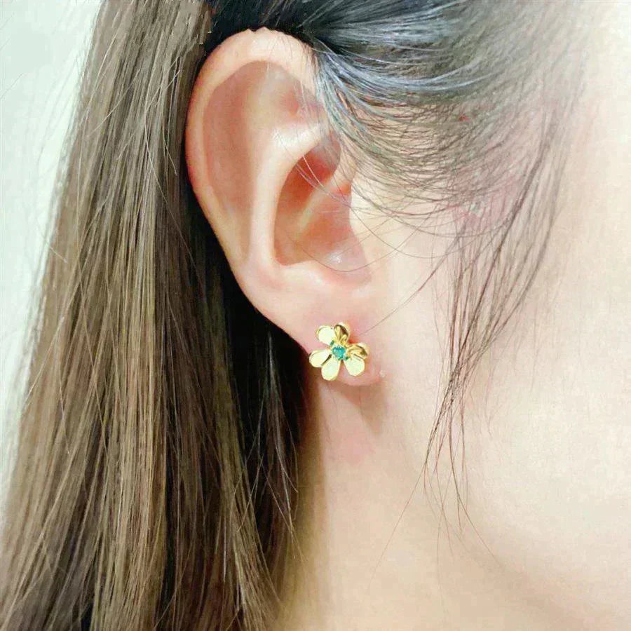 [⭐Clover Jewelry]FRIVOLE  FLOWER MALACHITE EARRINGS