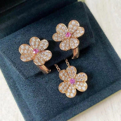 [⭐Clover Jewelry]FRIVOLE ROSE GOLD FLOWER DIAMOND NECKLACE