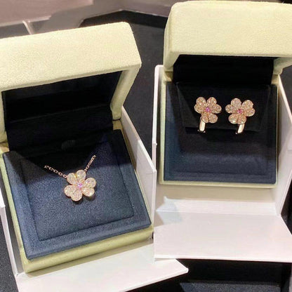 [⭐Clover Jewelry]FRIVOLE PINK GOLD FLOWER DIAMOND EARRINGS