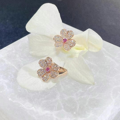 [⭐Clover Jewelry]FRIVOLE PINK GOLD FLOWER DIAMOND EARRINGS