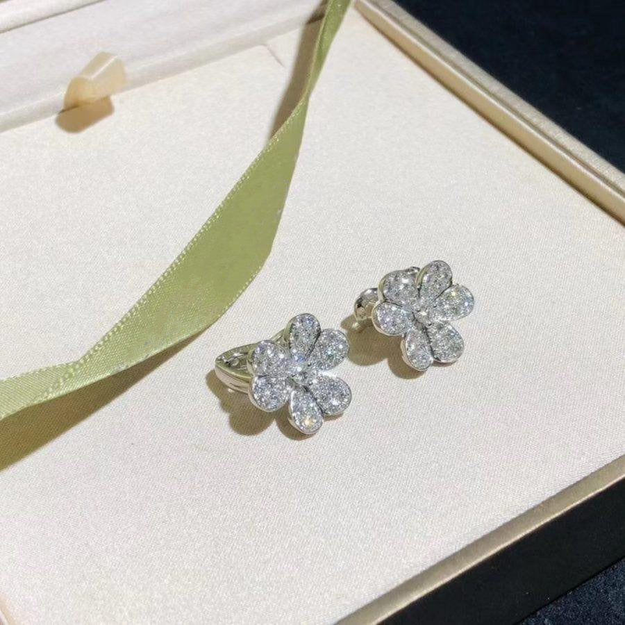 [⭐Clover Jewelry]FRIVOLE SILVER FLOWER DIAMOND EARRINGS
