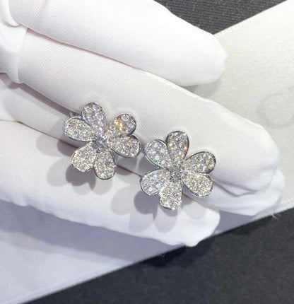[⭐Clover Jewelry]FRIVOLE SILVER FLOWER DIAMOND EARRINGS