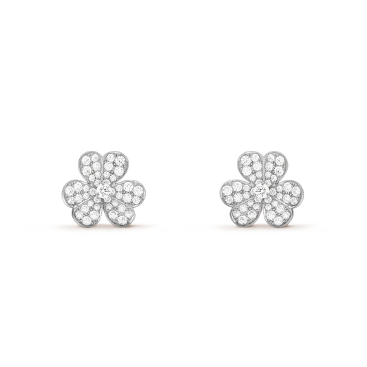 [⭐Clover Jewelry]FRIVOLE SILVER FLOWER DIAMOND EARRINGS