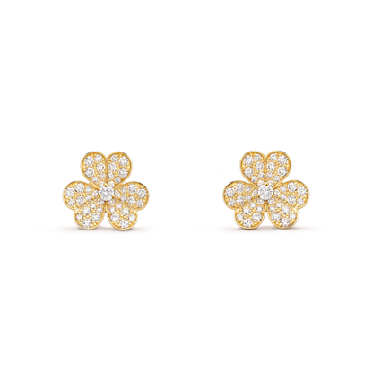 [⭐Clover Jewelry]FRIVOLE GOLD FLOWER DIAMOND EARRINGS