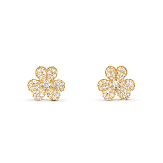 [⭐Clover Jewelry]FRIVOLE GOLD FLOWER DIAMOND EARRINGS