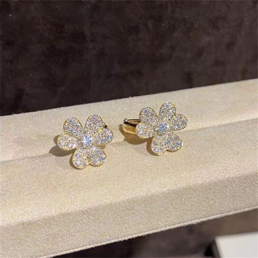 [⭐Clover Jewelry]FRIVOLE GOLD FLOWER DIAMOND EARRINGS