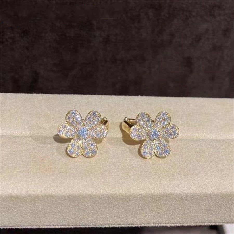 [⭐Clover Jewelry]FRIVOLE GOLD FLOWER DIAMOND EARRINGS