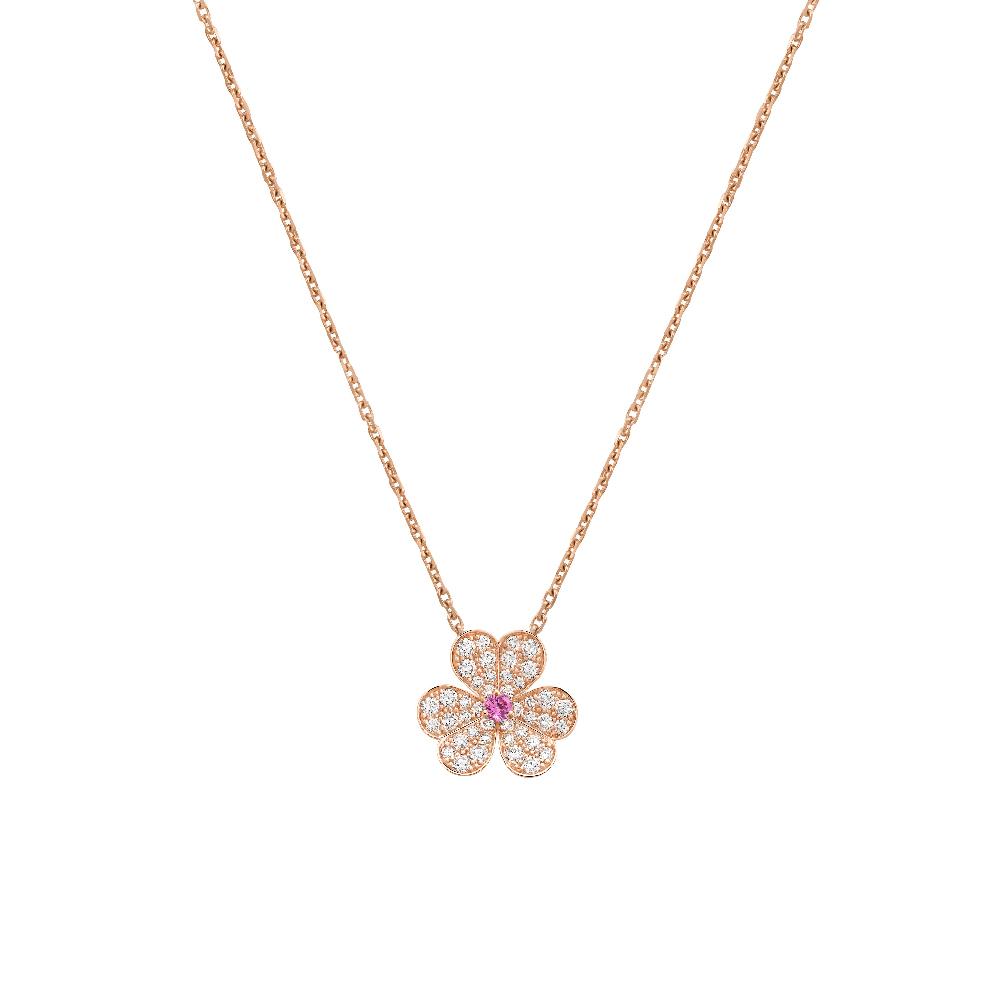 [⭐Clover Jewelry]FRIVOLE ROSE GOLD FLOWER DIAMOND NECKLACE
