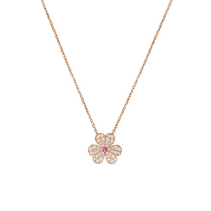 [⭐Clover Jewelry]FRIVOLE ROSE GOLD FLOWER DIAMOND NECKLACE
