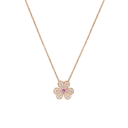 [⭐Clover Jewelry]FRIVOLE ROSE GOLD FLOWER DIAMOND NECKLACE