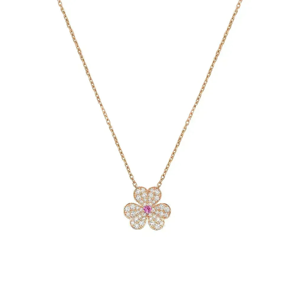 [⭐Clover Jewelry]FRIVOLE ROSE GOLD FLOWER DIAMOND NECKLACE