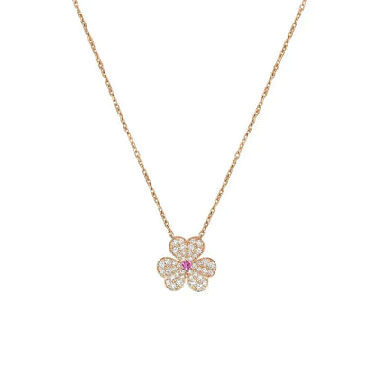 [⭐Clover Jewelry]FRIVOLE ROSE GOLD FLOWER DIAMOND NECKLACE