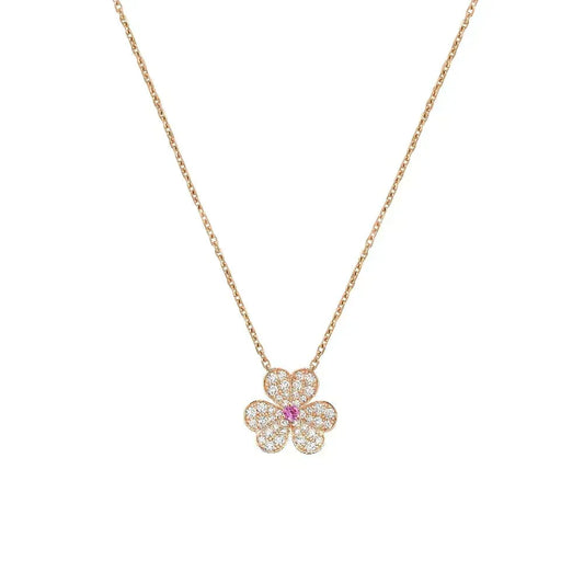 [⭐Clover Jewelry]FRIVOLE ROSE GOLD FLOWER DIAMOND NECKLACE