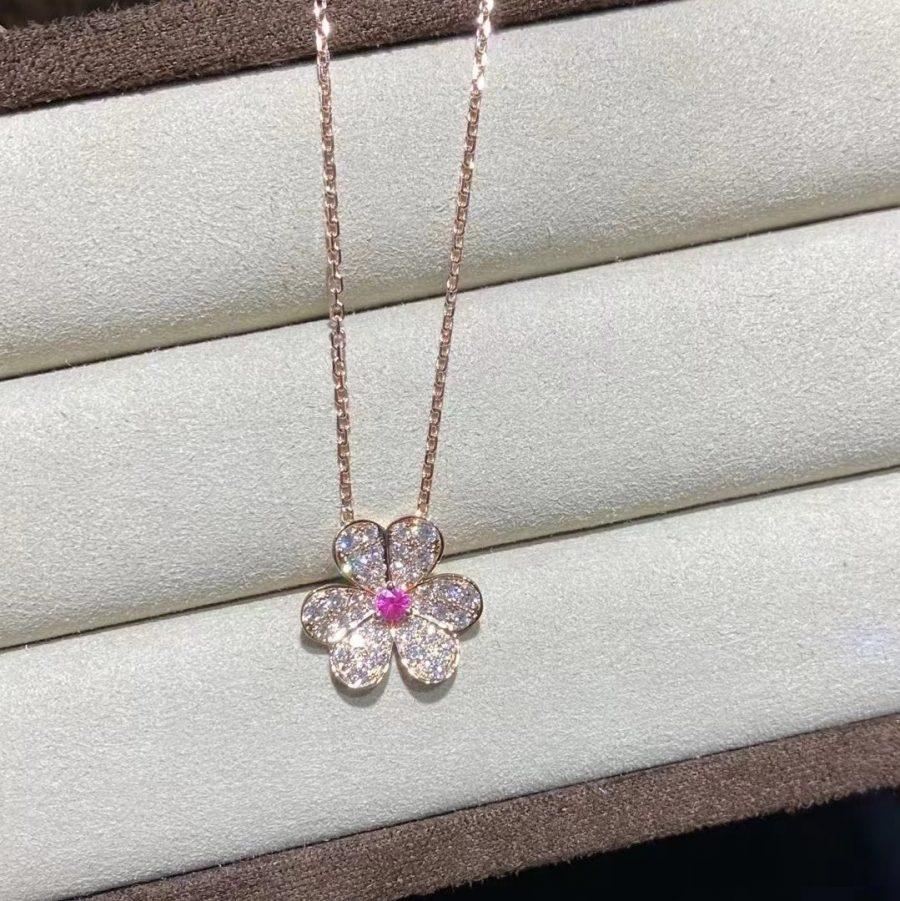 [⭐Clover Jewelry]FRIVOLE ROSE GOLD FLOWER DIAMOND NECKLACE