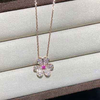 [⭐Clover Jewelry]FRIVOLE ROSE GOLD FLOWER DIAMOND NECKLACE