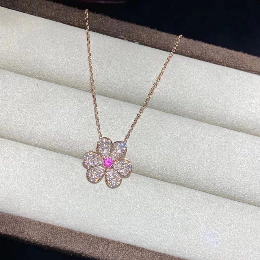 [⭐Clover Jewelry]FRIVOLE ROSE GOLD FLOWER DIAMOND NECKLACE