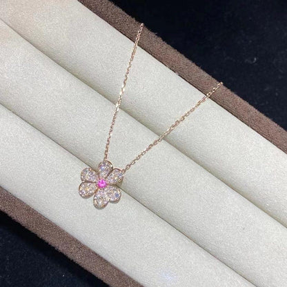 [⭐Clover Jewelry]FRIVOLE ROSE GOLD FLOWER DIAMOND NECKLACE
