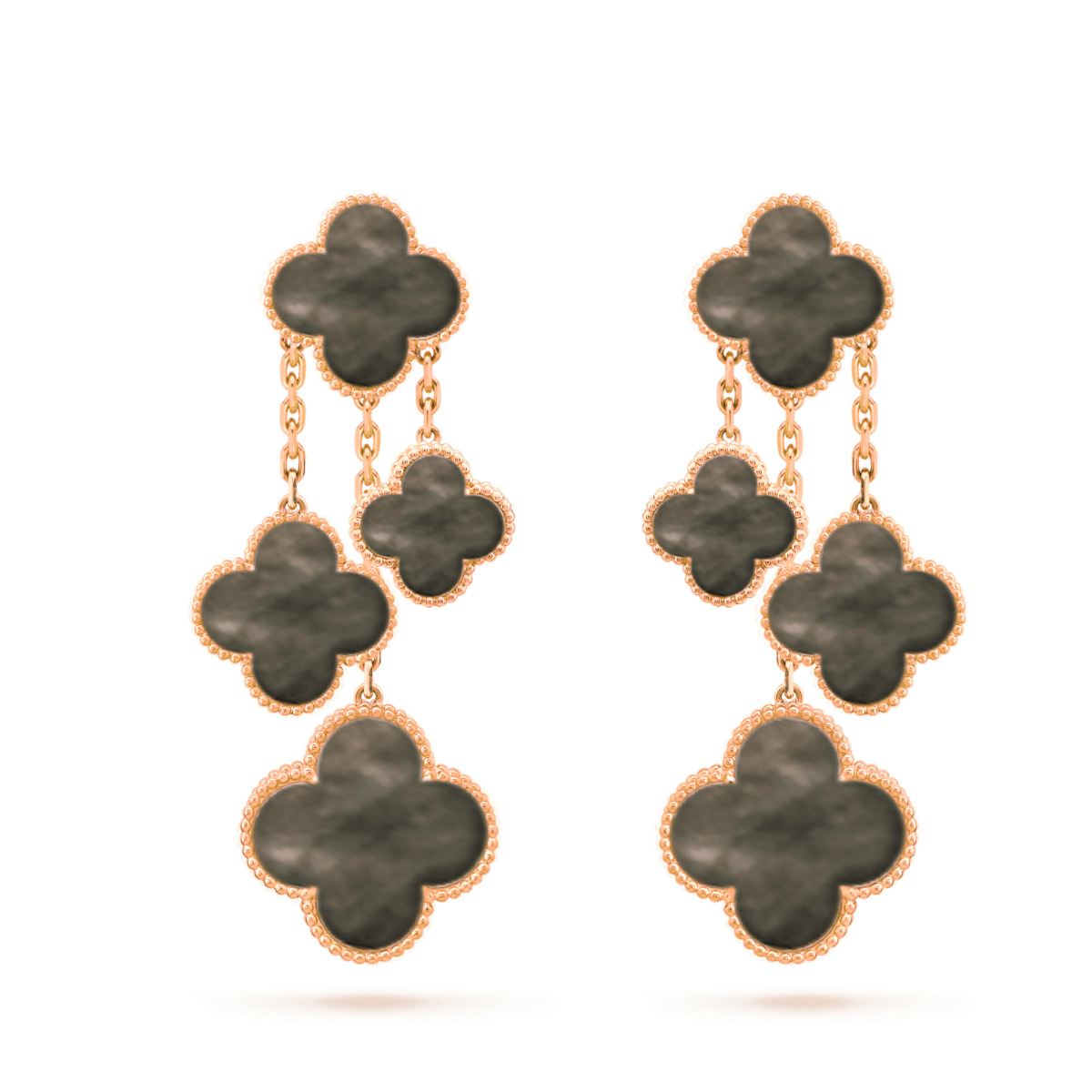 [⭐Clover Jewelry]CLOVER EARRINGS DARK MOP 4 MOTIFS ROSE GOLD