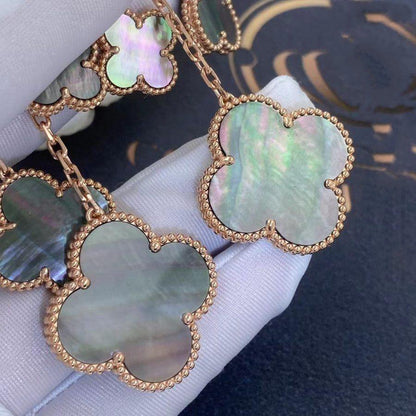 [⭐Clover Jewelry]CLOVER EARRINGS DARK MOP 4 MOTIFS ROSE GOLD