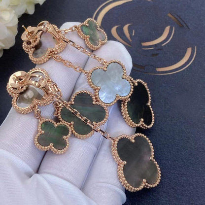 [⭐Clover Jewelry]CLOVER EARRINGS DARK MOP 4 MOTIFS ROSE GOLD
