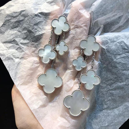 [⭐Clover Jewelry]CLOVER EARRINGS WHITE MOP 4 MOTIFS SILVER
