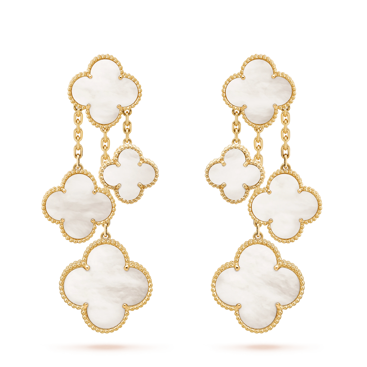 [⭐Clover Jewelry]CLOVER EARRINGS WHITE MOP 4 MOTIFS GOLD