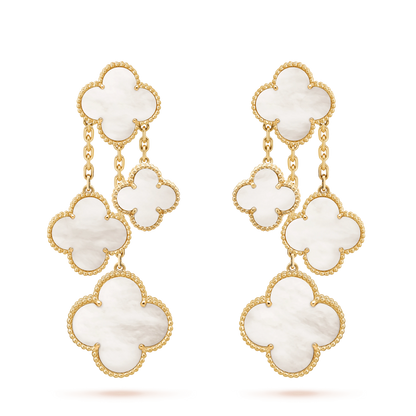 [⭐Clover Jewelry]CLOVER EARRINGS WHITE MOP 4 MOTIFS GOLD