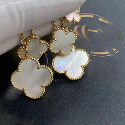 [⭐Clover Jewelry]CLOVER EARRINGS WHITE MOP 4 MOTIFS GOLD