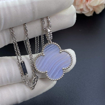 [⭐Clover Jewelry]CLOVER SILVER CHALCEDONY BIG CLOVER NECKLACE