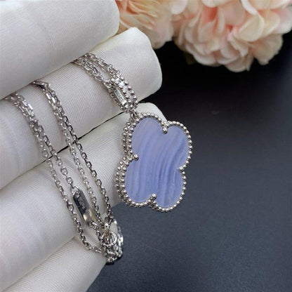 [⭐Clover Jewelry]CLOVER SILVER CHALCEDONY BIG CLOVER NECKLACE