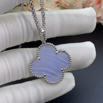 [⭐Clover Jewelry]CLOVER SILVER CHALCEDONY BIG CLOVER NECKLACE