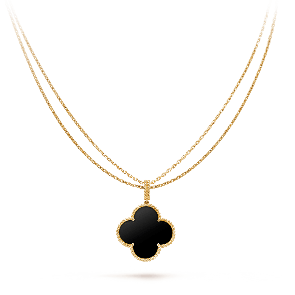 [⭐Clover Jewelry]CLOVER 25MM GOLD ONYX BIG CLOVER NECKLACE