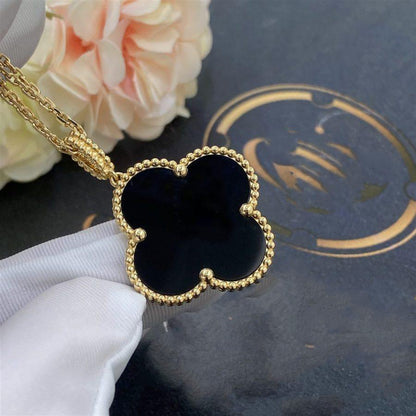 [⭐Clover Jewelry]CLOVER 25MM GOLD ONYX BIG CLOVER NECKLACE
