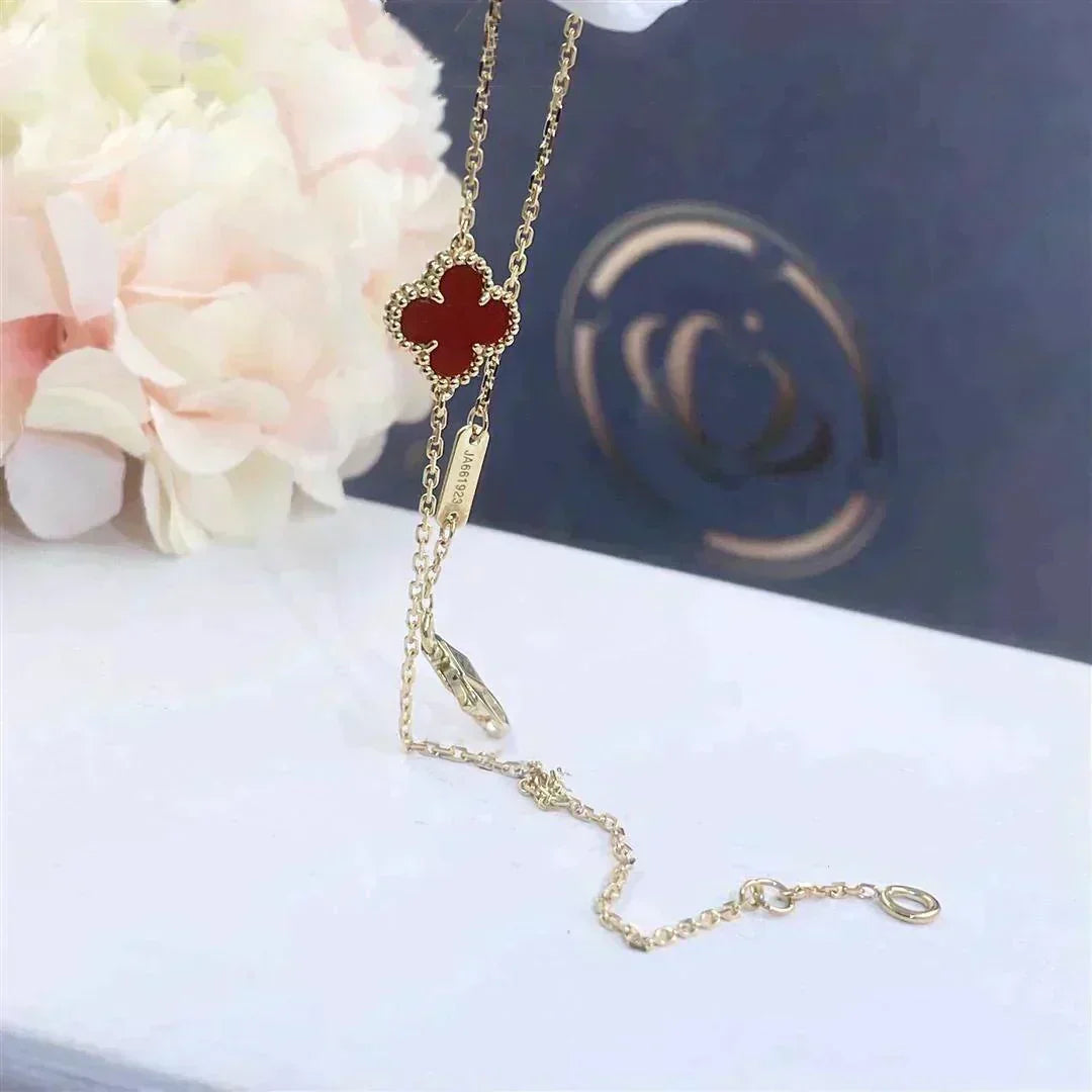 [⭐Clover Jewelry]CLOVER  CARNELIAN SINGLE FLOWER BRACELET