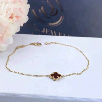 [⭐Clover Jewelry]CLOVER  CARNELIAN SINGLE FLOWER BRACELET