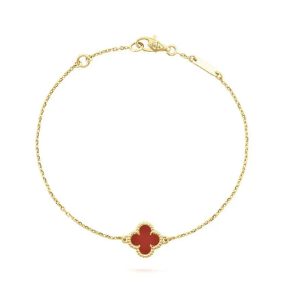 [⭐Clover Jewelry]CLOVER  CARNELIAN SINGLE FLOWER BRACELET