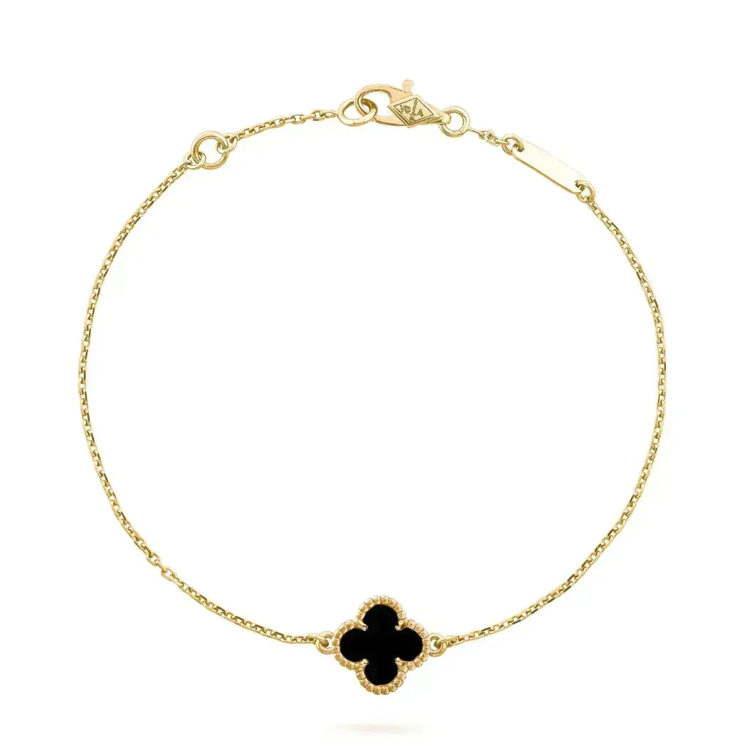 [⭐Clover Jewelry]CLOVER ONYX SINGLE FLOWER BRACELET