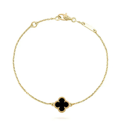 [⭐Clover Jewelry]CLOVER ONYX SINGLE FLOWER BRACELET