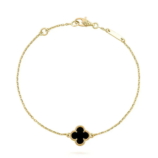 [⭐Clover Jewelry]CLOVER ONYX SINGLE FLOWER BRACELET