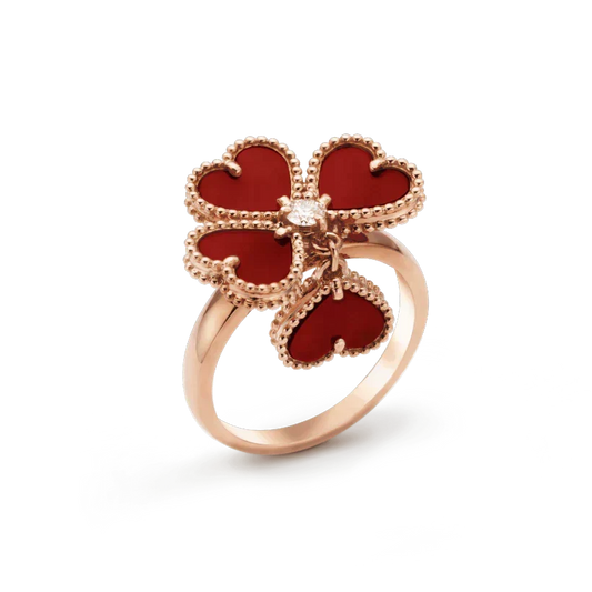 [⭐Clover Jewelry]SWEET CLOVER CARNELIAN RING