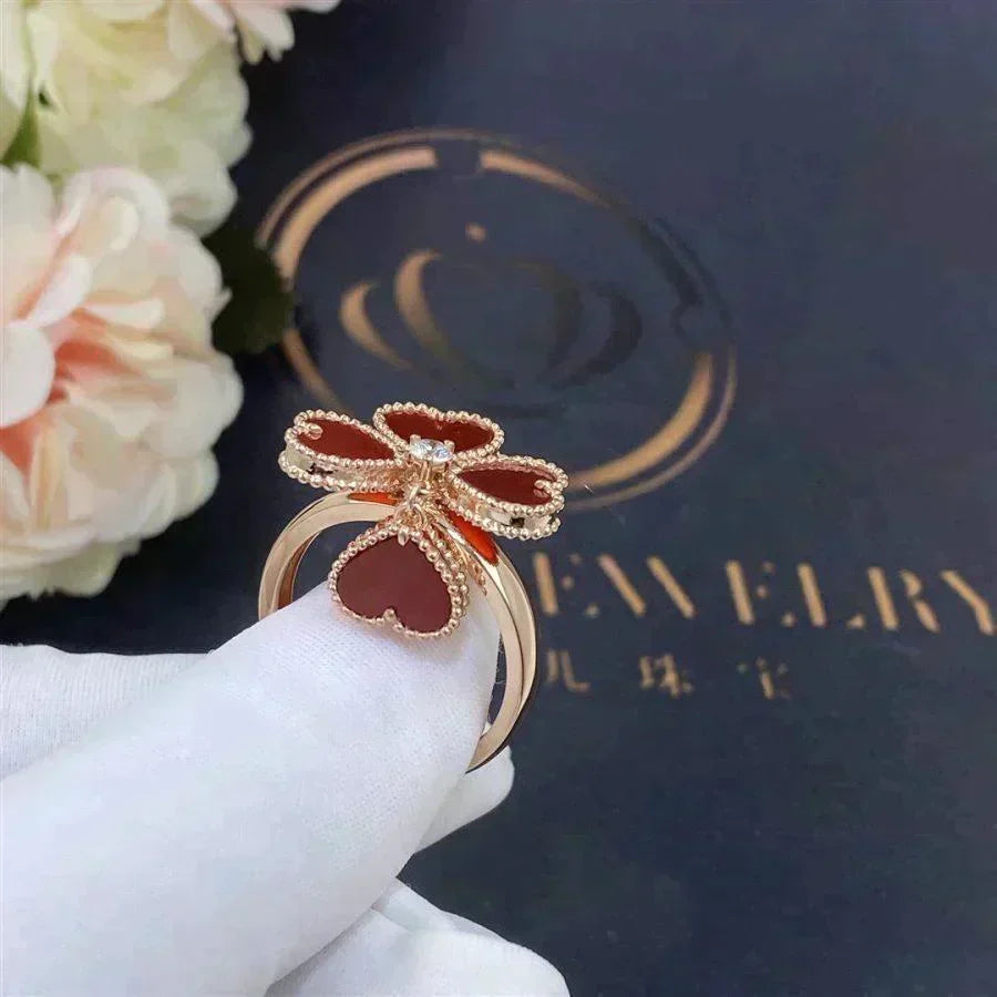 [⭐Clover Jewelry]SWEET CLOVER CARNELIAN RING
