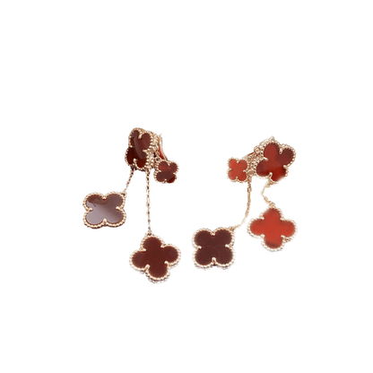 [⭐Clover Jewelry]CLOVER EARRINGS CARNELIAN 4 MOTIFS PINK GOLD