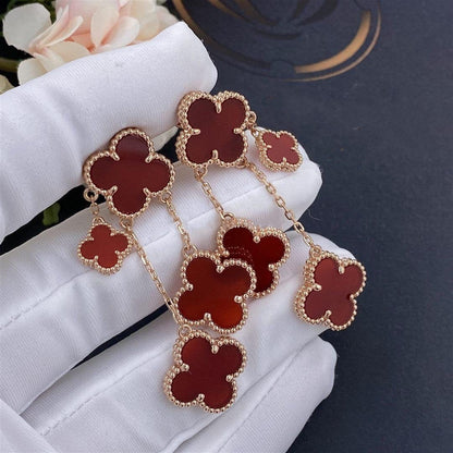 [⭐Clover Jewelry]CLOVER EARRINGS CARNELIAN 4 MOTIFS PINK GOLD
