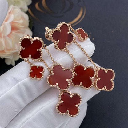 [⭐Clover Jewelry]CLOVER EARRINGS CARNELIAN 4 MOTIFS PINK GOLD