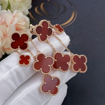 [⭐Clover Jewelry]CLOVER EARRINGS CARNELIAN 4 MOTIFS PINK GOLD