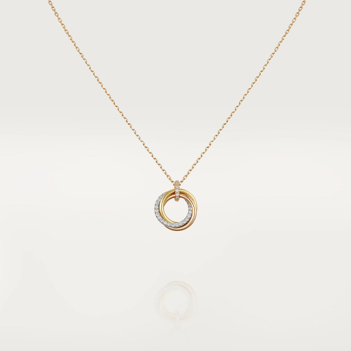 [⭐Clover Jewelry]TRINITY NECKLACE SILVER GOLD PINK GOLD DIAMONDS