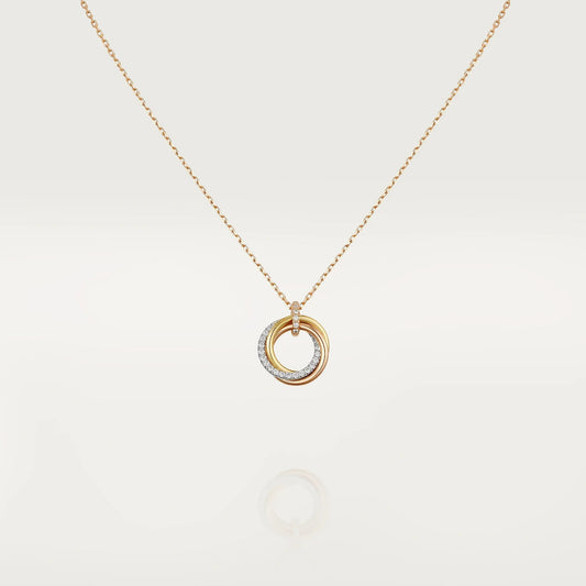 [⭐Clover Jewelry]TRINITY NECKLACE SILVER GOLD PINK GOLD DIAMONDS