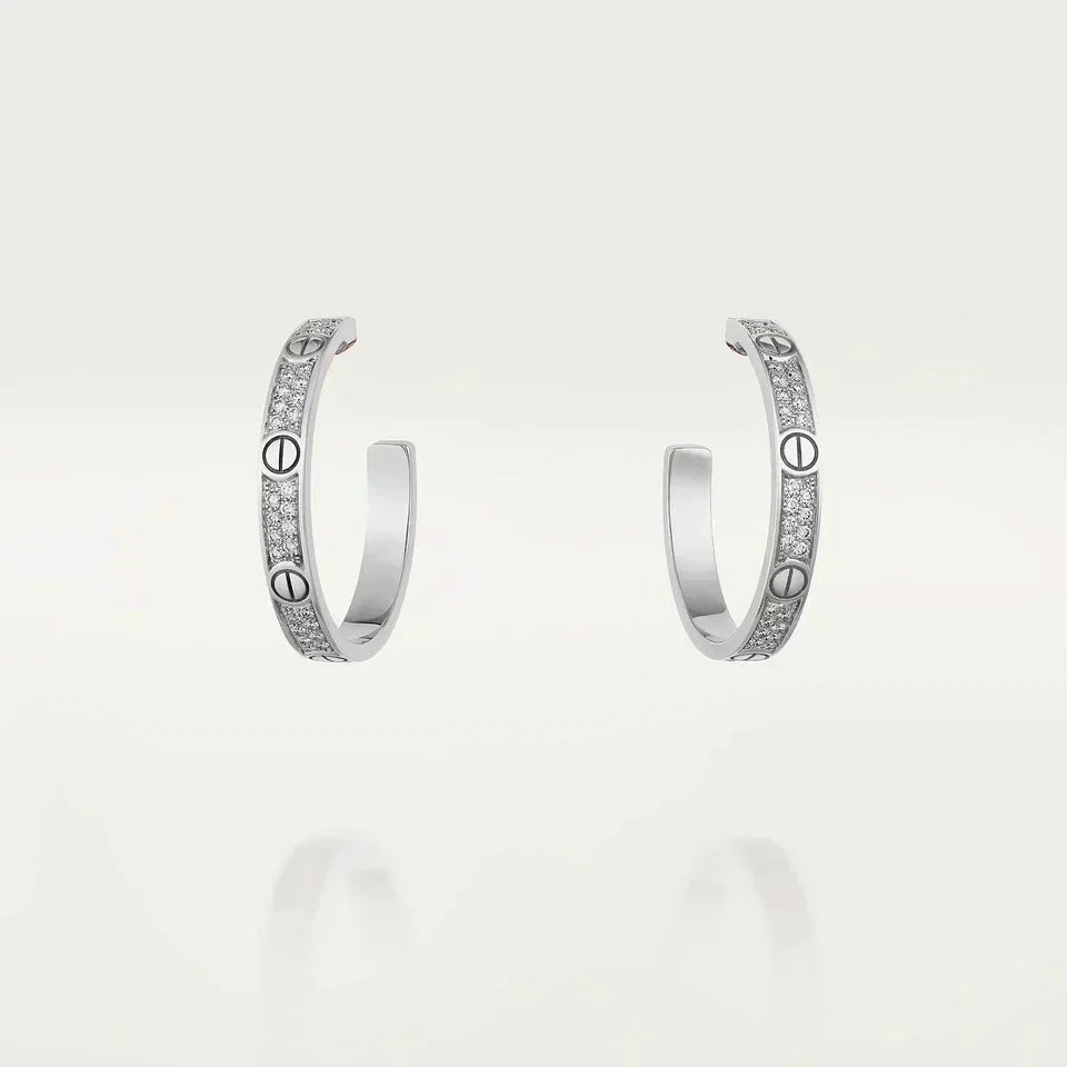 [⭐Clover Jewelry]LOVE DIAMOND SILVER HOOP EARRINGS