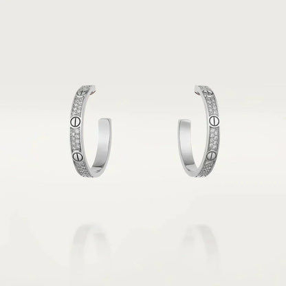 [⭐Clover Jewelry]LOVE DIAMOND SILVER HOOP EARRINGS
